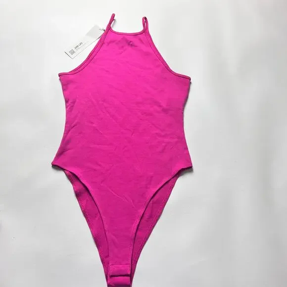 Zara Women's High Neck Pink Thin Strap Bodysuit Sz S - Picture 10 of 14